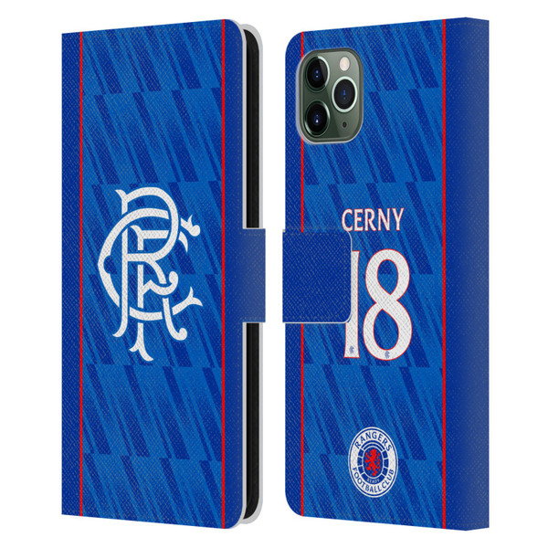 Rangers FC 2024/25 Players Home Kit Cerný Leather Book Wallet Case Cover For Apple iPhone 11 Pro Max