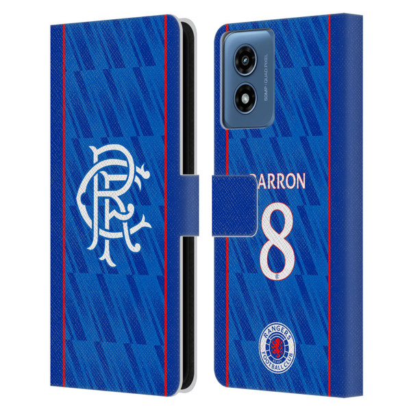 Rangers FC 2024/25 Players Home Kit Connor Barron Leather Book Wallet Case Cover For Motorola Moto G Play (2024)
