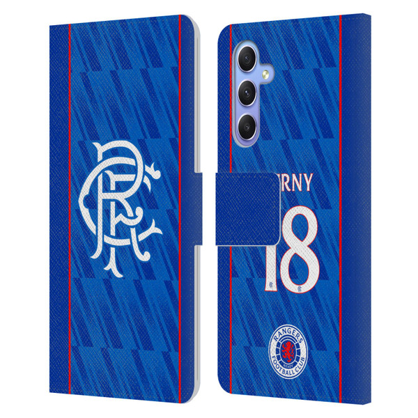 Rangers FC 2024/25 Players Home Kit Cerný Leather Book Wallet Case Cover For Samsung Galaxy A34 5G