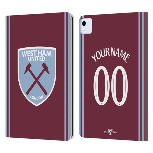Custom Customised Personalised West Ham United FC 2024/25 Kit Home Leather Book Wallet Case Cover For Apple iPad Air 11 2020/2022/2024/2025