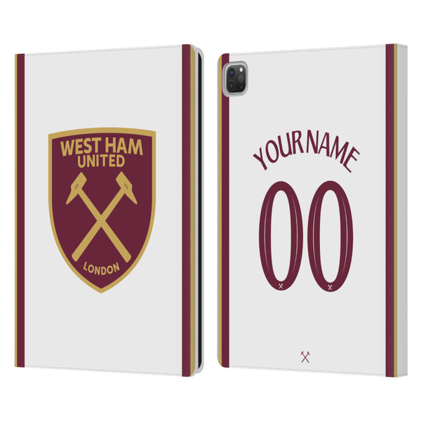 Custom Customised Personalised West Ham United FC 2024/25 Kit Third Leather Book Wallet Case Cover For Apple iPad Pro 12.9 2020/2021/2022