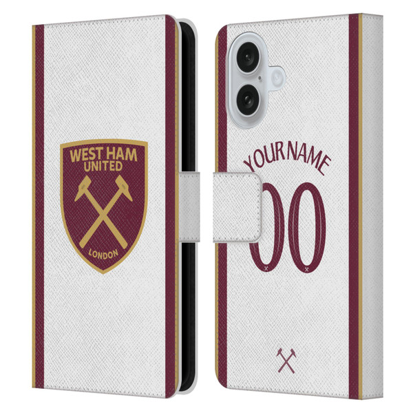 Custom Customised Personalised West Ham United FC 2024/25 Kit Third Leather Book Wallet Case Cover For Apple iPhone 16