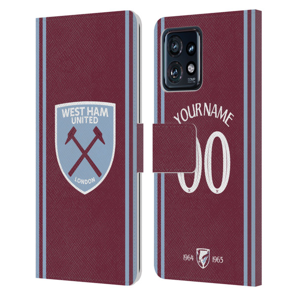 Custom Customised Personalised West Ham United FC 2024/25 Kit Home Leather Book Wallet Case Cover For Motorola Moto Edge 40 Pro/Plus 2023