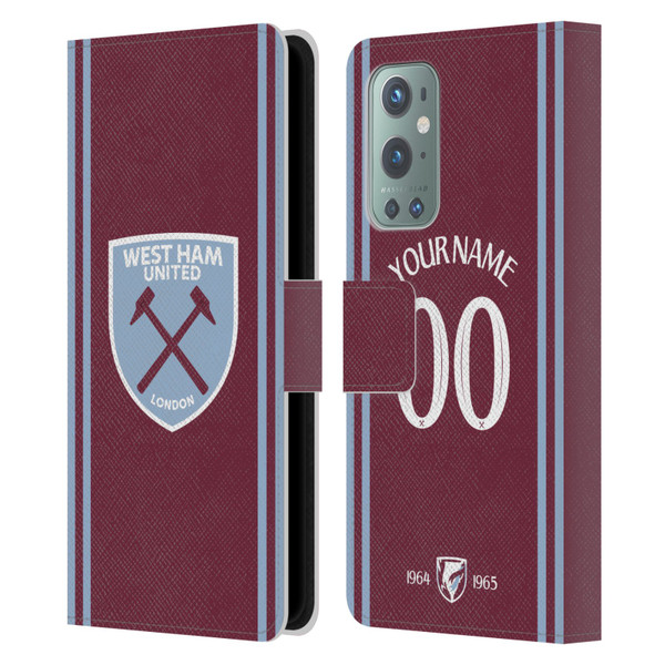 Custom Customised Personalised West Ham United FC 2024/25 Kit Home Leather Book Wallet Case Cover For OnePlus 9