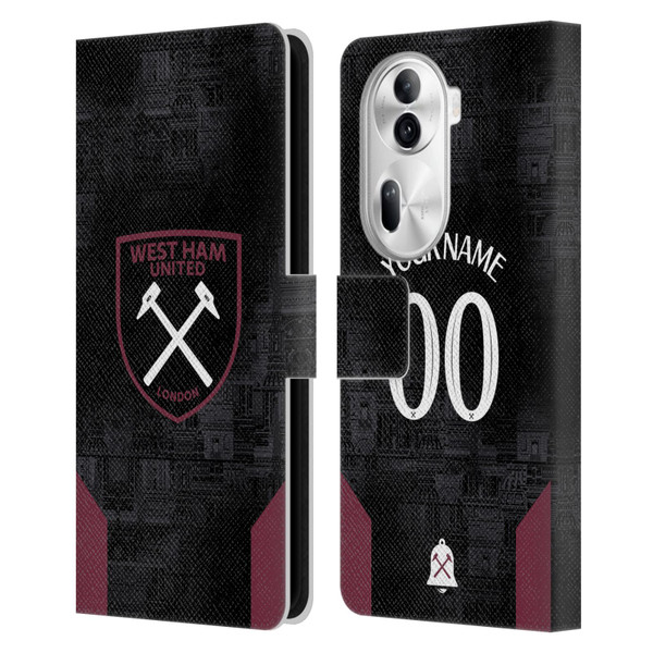 Custom Customised Personalised West Ham United FC 2024/25 Kit Away Leather Book Wallet Case Cover For OPPO Reno11