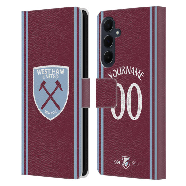 Custom Customised Personalised West Ham United FC 2024/25 Kit Home Leather Book Wallet Case Cover For Samsung Galaxy A55 5G