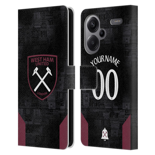 Custom Customised Personalised West Ham United FC 2024/25 Kit Away Leather Book Wallet Case Cover For Xiaomi Redmi Note 13 Pro Plus 5G