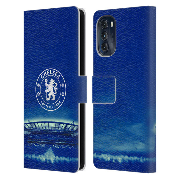 Chelsea Football Club Retro Kit and Stadium Logo Leather Book Wallet Case Cover For Motorola Moto G (2022)