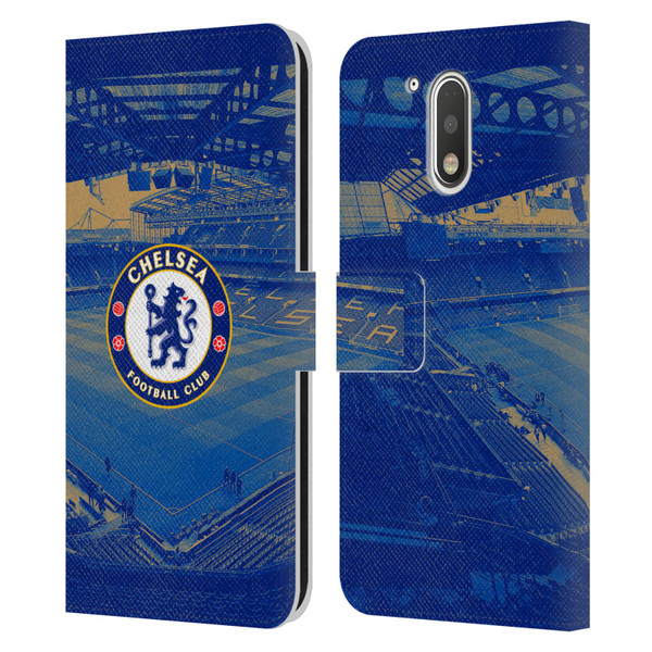 Chelsea Football Club Retro Kit and Stadium Stamford Bridge Leather Book Wallet Case Cover For Motorola Moto G41