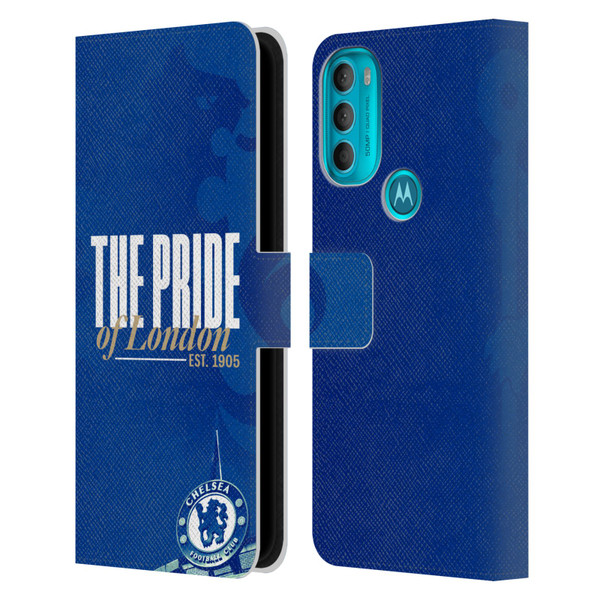 Chelsea Football Club Retro Kit and Stadium Pride Of London Leather Book Wallet Case Cover For Motorola Moto G71 5G