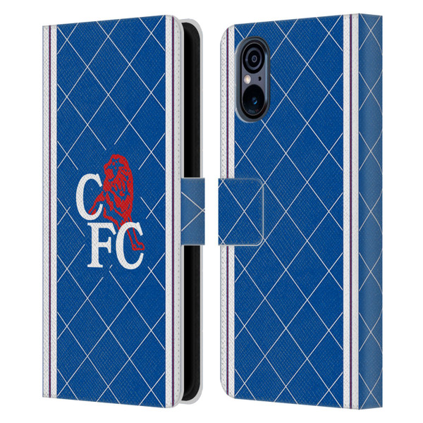 Chelsea Football Club Retro Kit and Stadium 1988 Home Leather Book Wallet Case Cover For Sony Xperia 5 V 5G