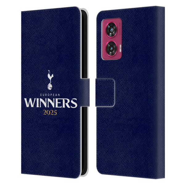 Tottenham Hotspur F.C. 2025 European Winners Blue Leather Book Wallet Case Cover For Motorola Edge 50 Fusion