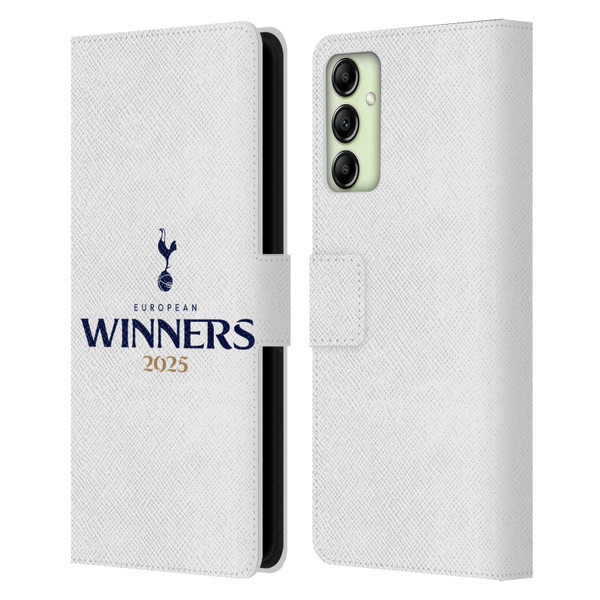 Tottenham Hotspur F.C. 2025 European Winners White Leather Book Wallet Case Cover For Samsung Galaxy A14 5G