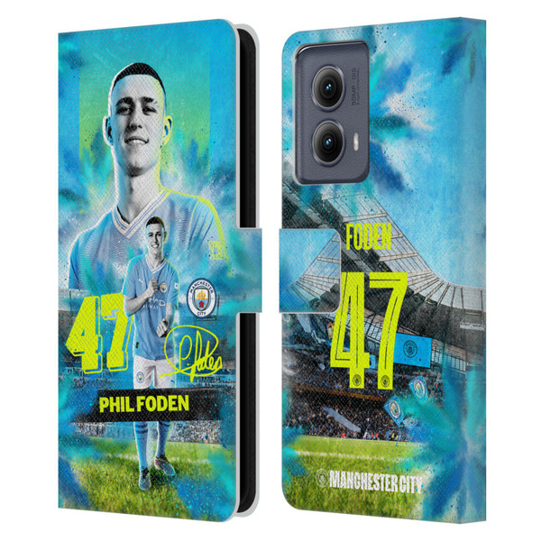 Manchester City Man City FC 2023/24 First Team Phil Foden Leather Book Wallet Case Cover For Motorola Edge (2024)
