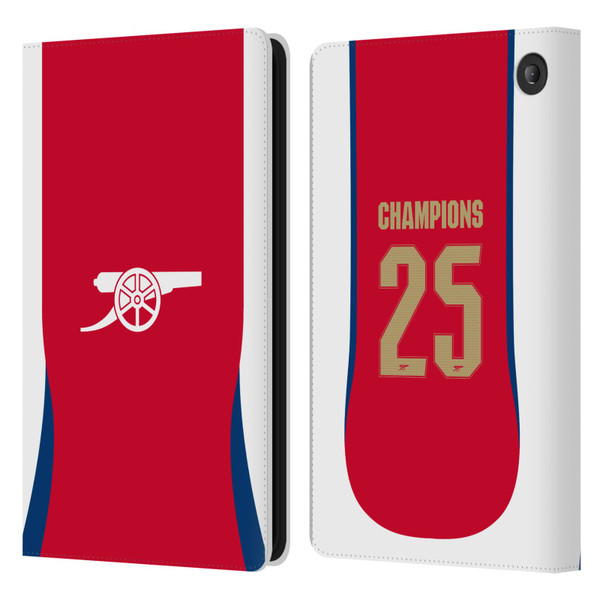Arsenal FC 2025 Women's Champions Home Leather Book Wallet Case Cover For Amazon Fire 7 2022