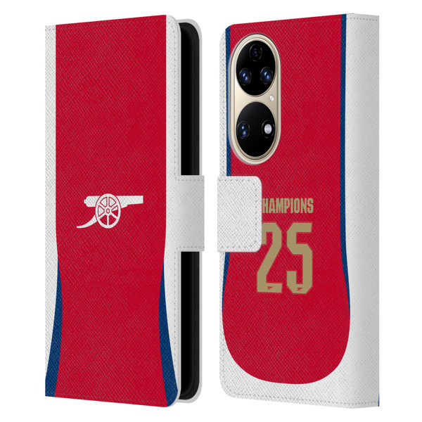 Arsenal FC 2025 Women's Champions Home Leather Book Wallet Case Cover For Huawei P50