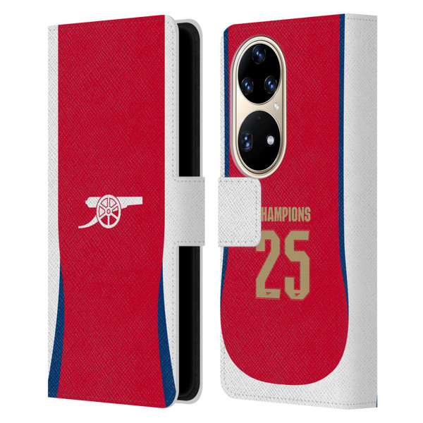 Arsenal FC 2025 Women's Champions Home Leather Book Wallet Case Cover For Huawei P50 Pro