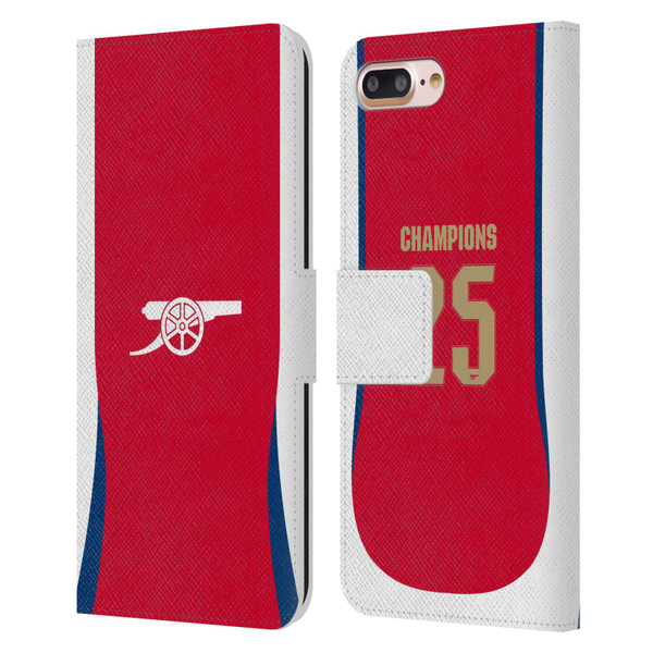 Arsenal FC 2025 Women's Champions Home Leather Book Wallet Case Cover For Apple iPhone 7 Plus / iPhone 8 Plus