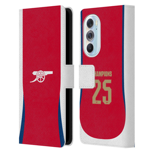 Arsenal FC 2025 Women's Champions Home Leather Book Wallet Case Cover For Motorola Edge X30