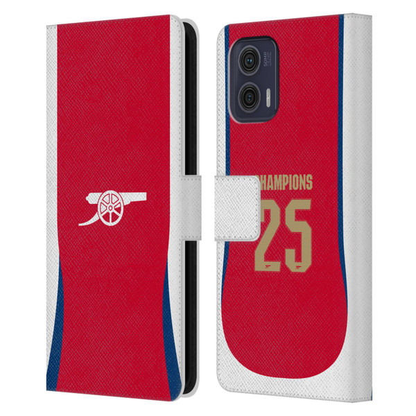 Arsenal FC 2025 Women's Champions Home Leather Book Wallet Case Cover For Motorola Moto G73 5G