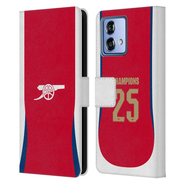 Arsenal FC 2025 Women's Champions Home Leather Book Wallet Case Cover For Motorola Moto G84 5G