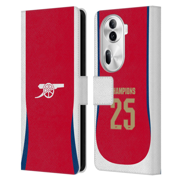 Arsenal FC 2025 Women's Champions Home Leather Book Wallet Case Cover For OPPO Reno11