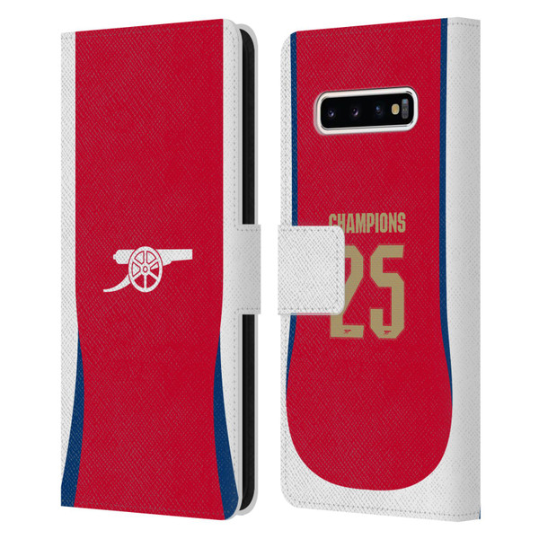 Arsenal FC 2025 Women's Champions Home Leather Book Wallet Case Cover For Samsung Galaxy S10+ / S10 Plus