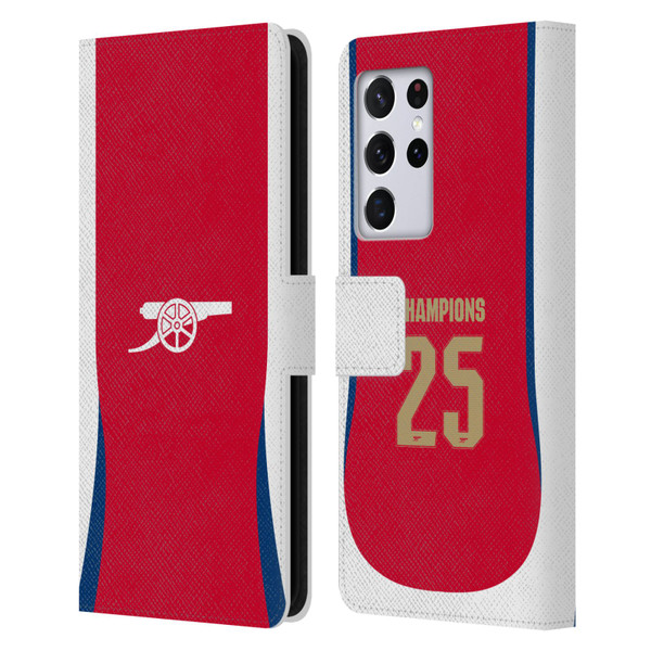 Arsenal FC 2025 Women's Champions Home Leather Book Wallet Case Cover For Samsung Galaxy S21 Ultra 5G