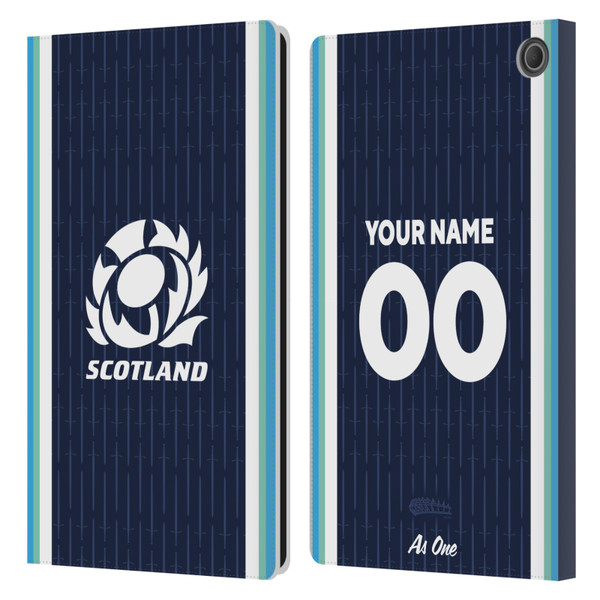 Custom Customised Personalised Scotland Rugby 2024/25 Kit Home Leather Book Wallet Case Cover For Amazon Fire Max 11 2023