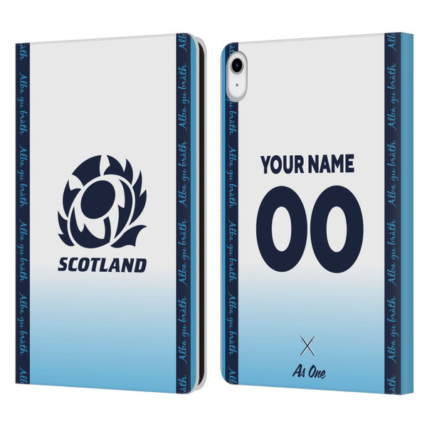 Custom Customised Personalised Scotland Rugby 2024/25 Kit Away Leather Book Wallet Case Cover For Apple iPad 10.9 2022/2025