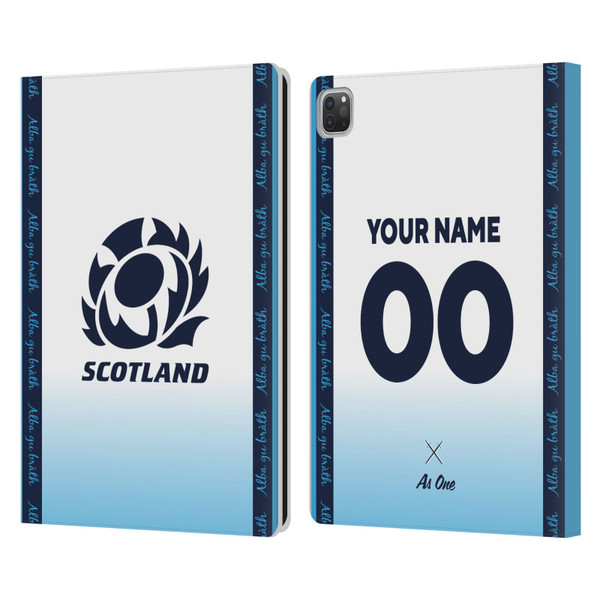 Custom Customised Personalised Scotland Rugby 2024/25 Kit Away Leather Book Wallet Case Cover For Apple iPad Pro 13 M4 2024