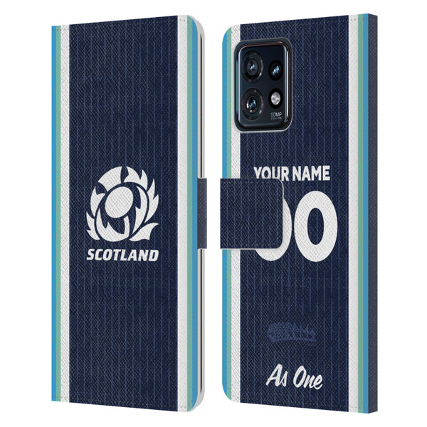 Custom Customised Personalised Scotland Rugby 2024/25 Kit Home Leather Book Wallet Case Cover For Motorola Moto Edge 40 Pro/Plus 2023