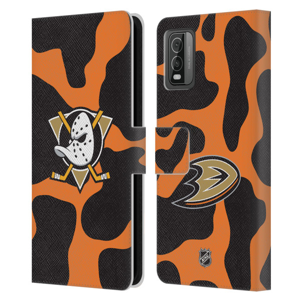 NHL Anaheim Ducks Cow Pattern Leather Book Wallet Case Cover For Nokia C210