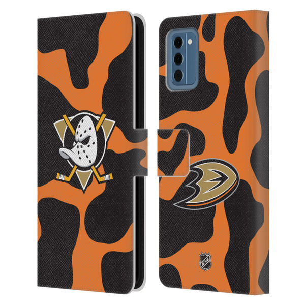 NHL Anaheim Ducks Cow Pattern Leather Book Wallet Case Cover For Nokia NC300