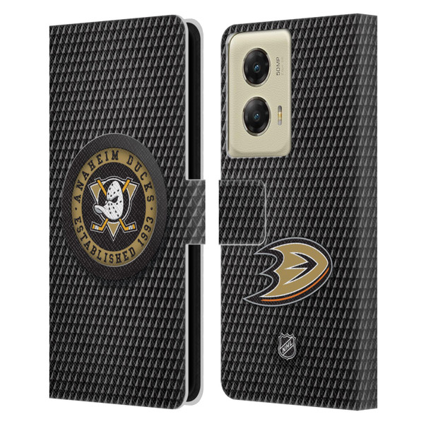 NHL Anaheim Ducks Puck Texture Leather Book Wallet Case Cover For Motorola Moto G Stylus 5G (2024) NHL Anaheim Ducks Puck Texture Leather Book Wallet Case Cover For Motorola Moto G Stylus 5G (2024)
