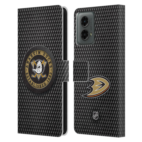 NHL Anaheim Ducks Puck Texture Leather Book Wallet Case Cover For Motorola Moto G (2024) NHL Anaheim Ducks Puck Texture Leather Book Wallet Case Cover For Motorola Moto G (2024)