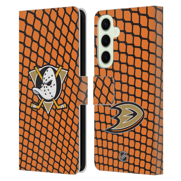 NHL Anaheim Ducks Net Pattern Leather Book Wallet Case Cover For Samsung Galaxy S25+