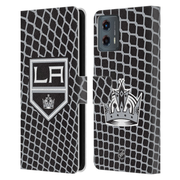 NHL Los Angeles Kings Net Pattern Leather Book Wallet Case Cover For Motorola Moto G (2023)
