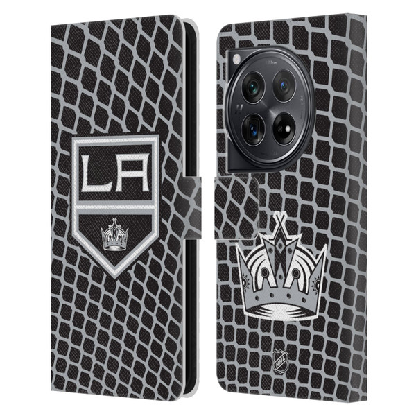 NHL Los Angeles Kings Net Pattern Leather Book Wallet Case Cover For OnePlus 12