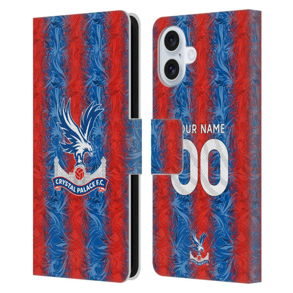 Custom Customised Personalised Crystal Palace Football Club 2024/25 Kit Home Leather Book Wallet Case Cover For Apple iPhone 16 Plus