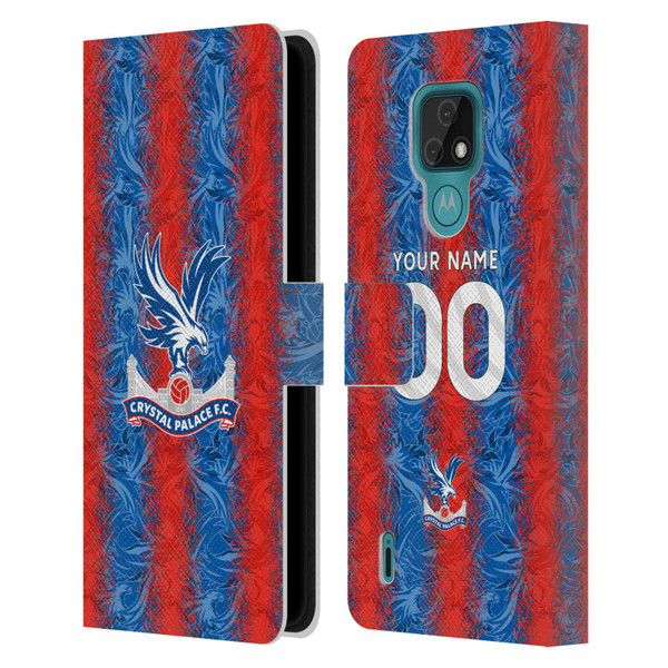 Custom Customised Personalised Crystal Palace Football Club 2024/25 Kit Home Leather Book Wallet Case Cover For Motorola Moto E7