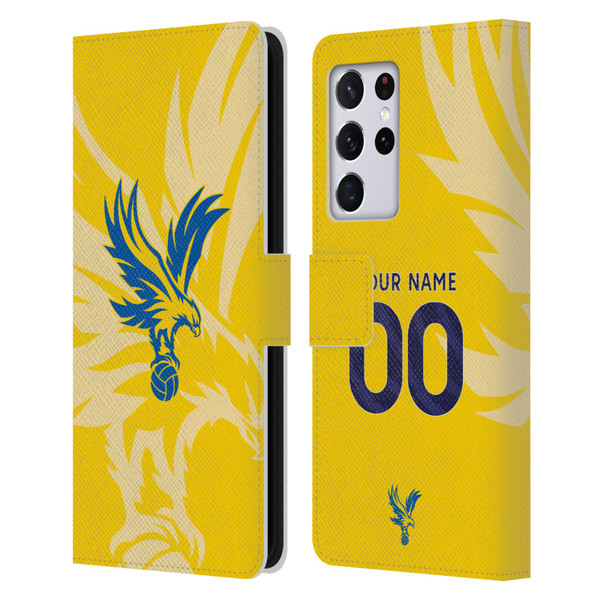 Custom Customised Personalised Crystal Palace Football Club 2024/25 Kit Away Leather Book Wallet Case Cover For Samsung Galaxy S21 Ultra 5G