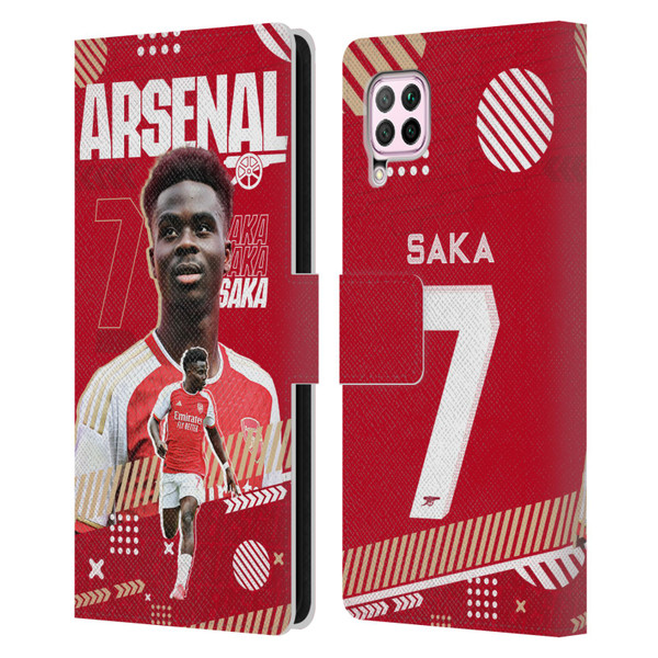 Arsenal FC 2023/24 First Team Bukayo Saka Leather Book Wallet Case Cover For Huawei Nova 6 SE / P40 Lite