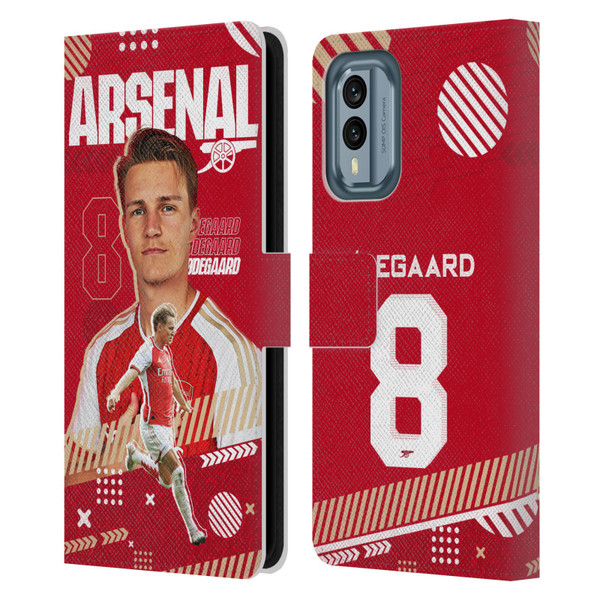Arsenal FC 2023/24 First Team Martin Ødegaard Leather Book Wallet Case Cover For Nokia X30