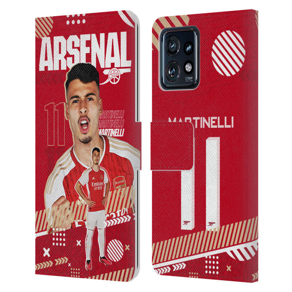 Arsenal FC 2023/24 First Team Gabriel Leather Book Wallet Case Cover For Motorola Moto Edge 40 Pro/Plus 2023