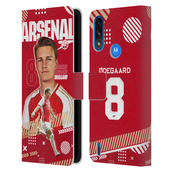 Arsenal FC 2023/24 First Team Martin Ødegaard Leather Book Wallet Case Cover For Motorola Moto E7 Power / Moto E7i Power