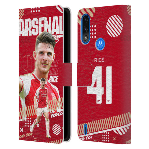 Arsenal FC 2023/24 First Team Declan Rice Leather Book Wallet Case Cover For Motorola Moto E7 Power / Moto E7i Power