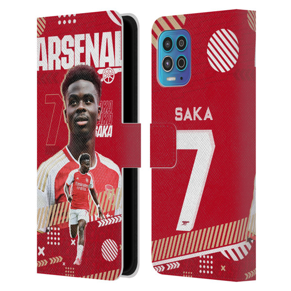 Arsenal FC 2023/24 First Team Bukayo Saka Leather Book Wallet Case Cover For Motorola Moto G100