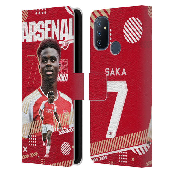 Arsenal FC 2023/24 First Team Bukayo Saka Leather Book Wallet Case Cover For OnePlus Nord N100