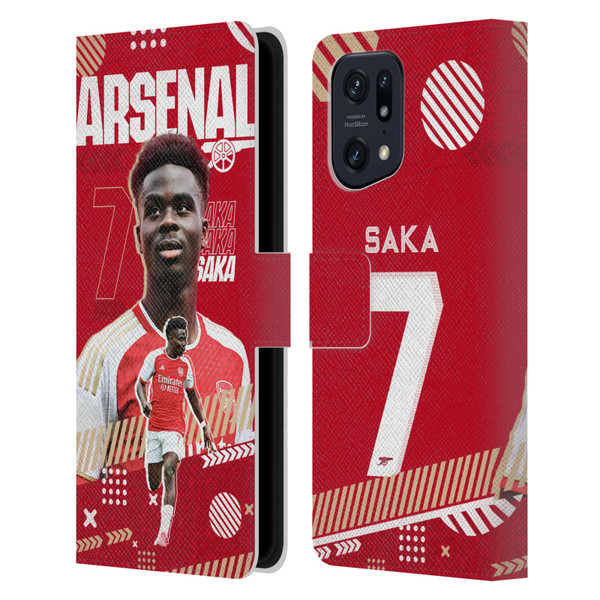 Arsenal FC 2023/24 First Team Bukayo Saka Leather Book Wallet Case Cover For OPPO Find X5